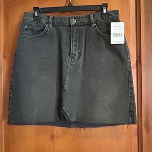 Black denim mini skirt